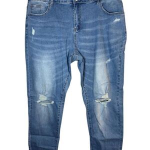 Unbranded Jeans Womens Plus Size 20 Blue High Rise Skinny Distressed 38x28